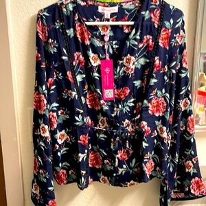 UP UltraPink  Floral Print Long Sleeve Blouse( New)